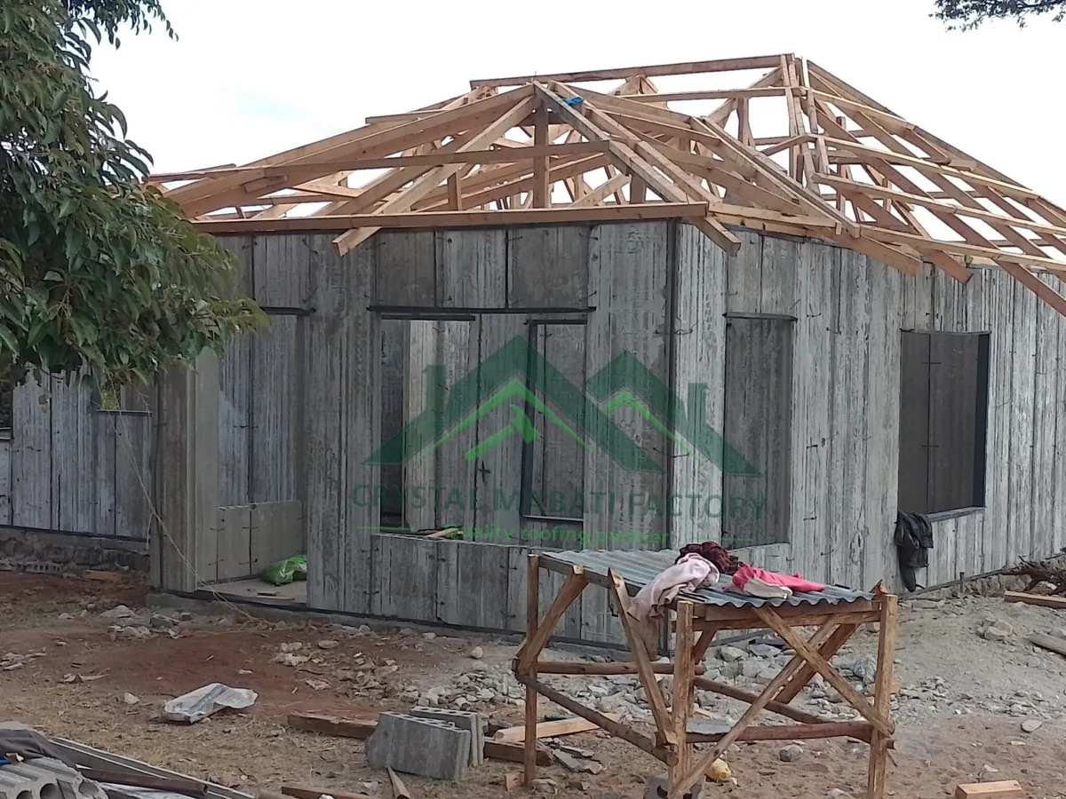 Timber roof trusses on block walls